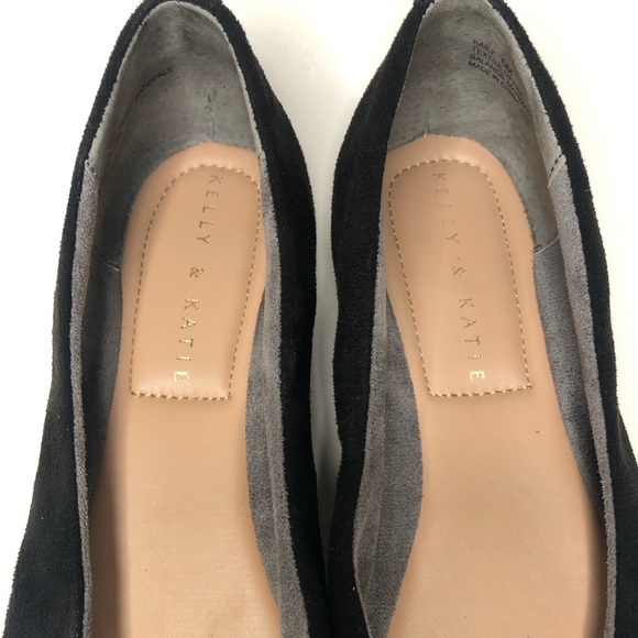 Kelly & Katie Black Suede Ballet Flat with Tortoise Buckle Size 6M - Picture 3 of 11